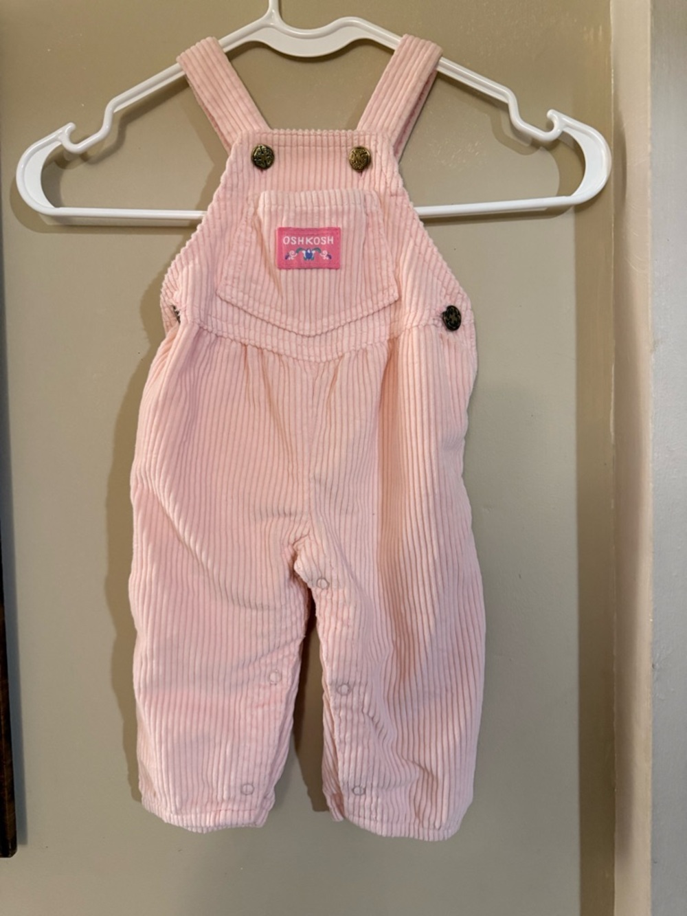 Vintage OshKosh B'gosh Pink Corduroy Baby Overalls